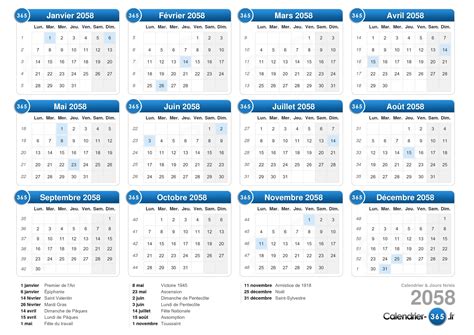Full Year 2058 Calendar on one page | WikiDates.org