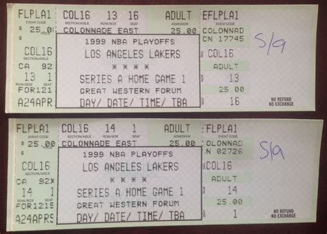 (2) 1999 Los Angeles LAKERS vs Houston ROCKETS NBA Playoff Ticket Kobe ...