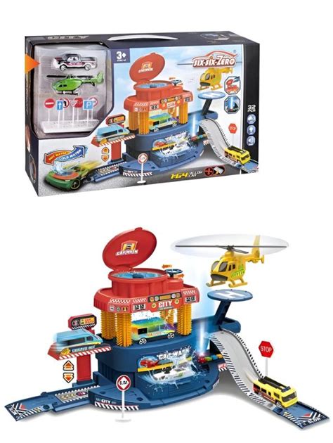 Mega Motor Parking Hub – Electric Toy Car Track Playset with Elevator ...