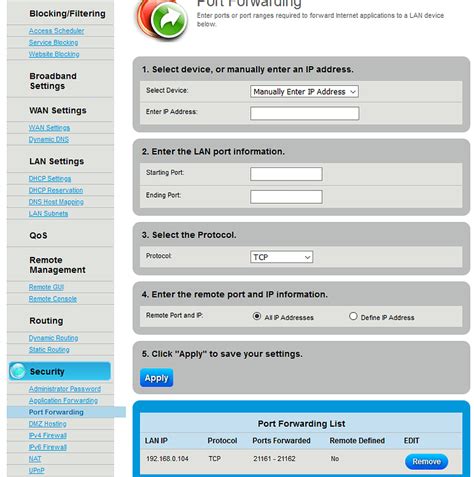 Technicolor Router Port-Forwarding 的图像结果