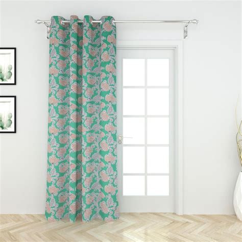 Buy Saddle Teal Printed Cotton Printed Door Curtain-110x225cm from Home ...