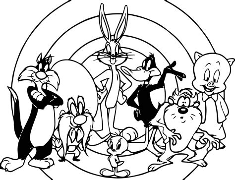 Looney Tunes All Characters Photo Coloring Page | Cartoon coloring ...