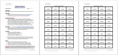 Academic Word List (AWL): AWL lessons & AWL Worksheets