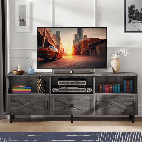 ModFusion Old-School Dark Gray TV Stand, 65" Wide Top for 70 inch TV ...