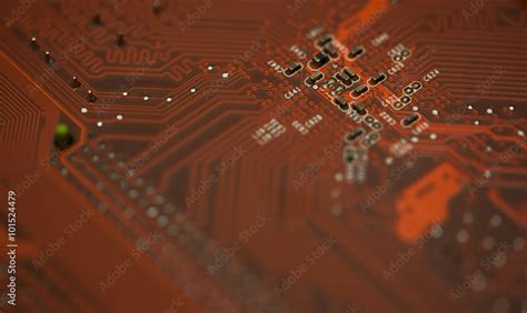 Fragment of motherboard. New technologies in computer industry ...