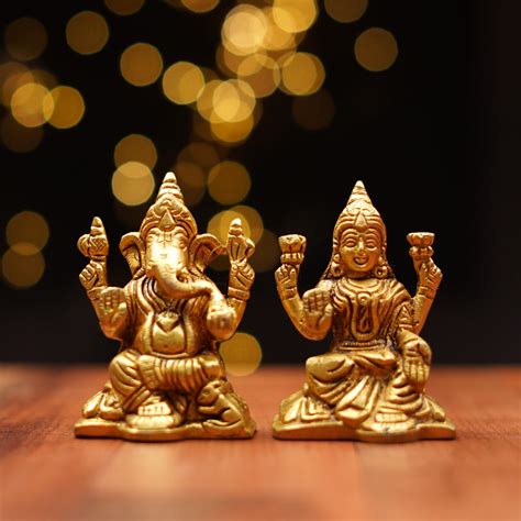 Brass Lakshmi Ganesh Idol Set 3 Inch – ServDharm