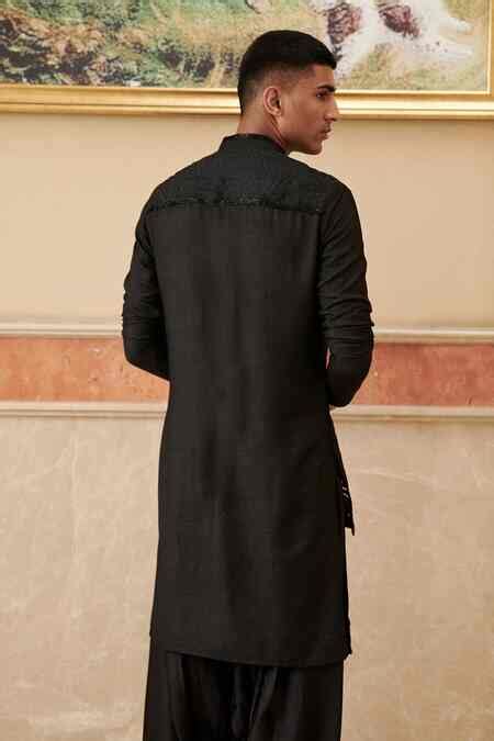 Buy White Silk Embroidery Marvel Panelled Kurta For Men by Philocaly ...