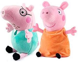 DSR Peppa Pig Soft Toys (Pack of 2) -30Cm (Papa & Mummy) - 30 cm ...