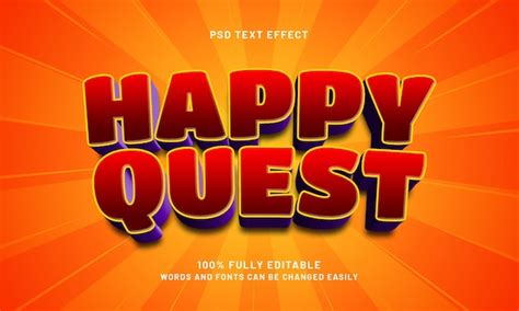 Happy quest editable text effects with a game and kids theme | Premium PSD