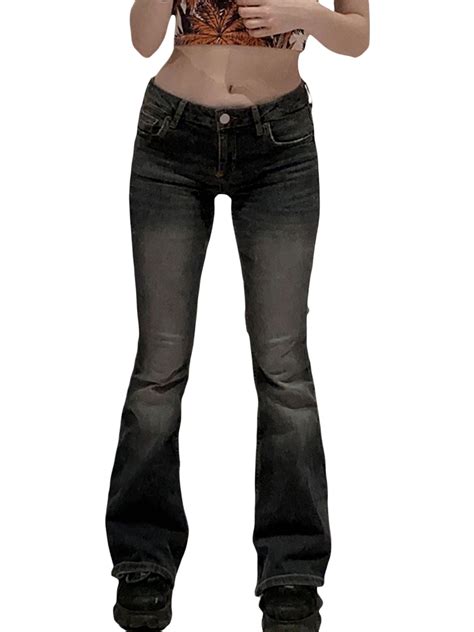 Y2K Flare Pants For Women Low Rise Cargo Pants Retro Harajuku Skinny ...