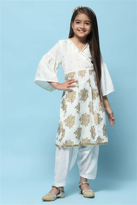 Buy Off White Cotton Short Kurti Online at Biba India