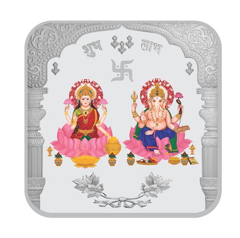 Lakshmi Ganesh Ji 999 SILVER Square COLORED COIN – CoinArts