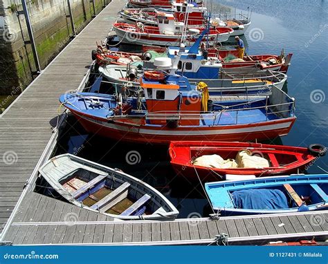 Colorful Boats in Spanish Harbour Stock Image - Image of background ...
