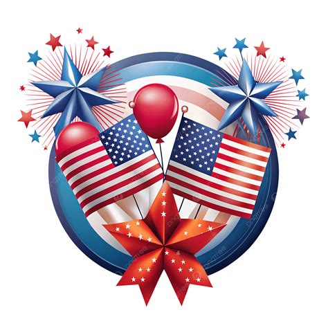 American Patriotic Clipart With Stars Flags And Fireworks, American ...