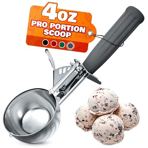 Buy 4 Oz Stainless Steel Ice Cream Scoop with Trigger - #8 Stainless ...