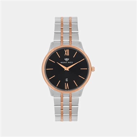 Mont Neo Men's Analog Round Dial Quartz Rose Gold Stainless Steel Watch ...