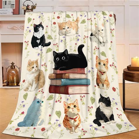 Amazon.com: Cat Throw Blanket Black Cat Stuff Gifts for Kids Girls Boys ...