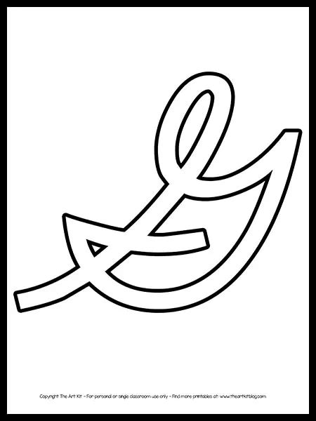 Uppercase Letter G Cursive Outline Printable FREE - The Art Kit