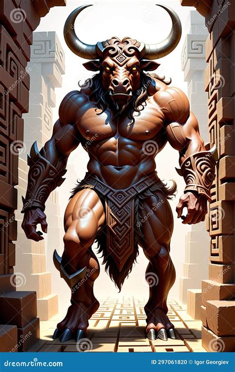 Minotaur the Mythical Maze Guardian Stock Illustration - Illustration ...