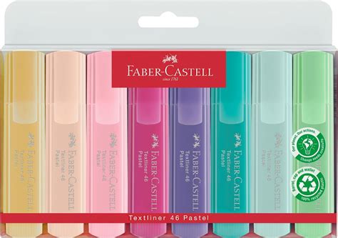 Faber-Castell Pastel Highlighters Set - 8 Chisel Tip Highlighter Pens ...