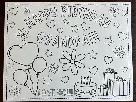 Coloring Page Happy Birthday Grandpa