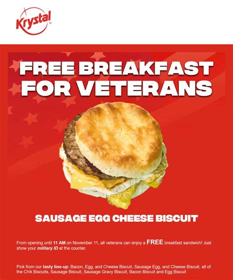 Veterans enjoy a free breakfast til 11a today at Krystal | Krystal ...