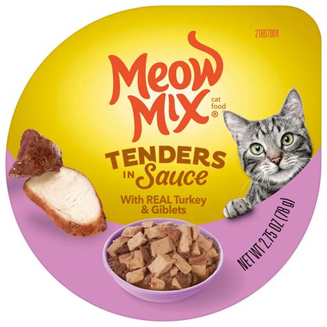 Meow Mix Tenders in Sauce Wet Cat Food With REAL Turkey & Giblets, 2.75 ...