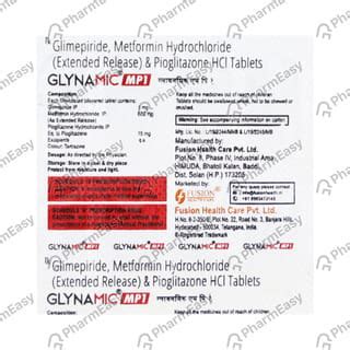 Glynamic Mp 1mg Strip Of 10 Tablets: Uses, Side Effects, Price & Dosage ...