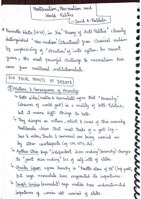 Neoliberal Institutionalism-Baldwin - Political science - Studocu