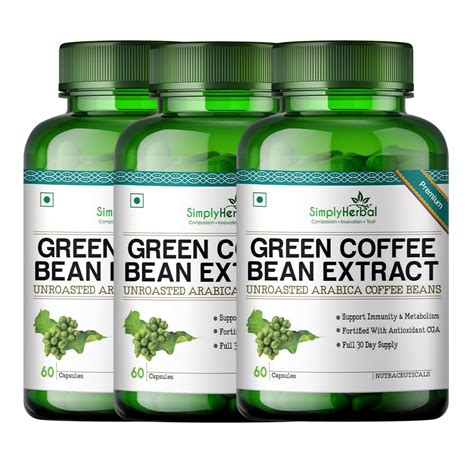 Simply Herbal Green Coffee Bean Extract Pure 800 Mg 100% Natural Weight ...
