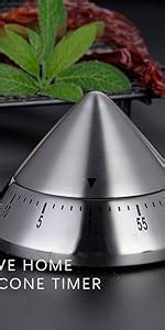 Mockery 60 Minute Kitchen Cook Cooking Timer, Cone Shaped Stainless ...