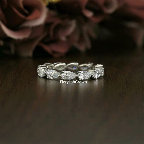 Buy 3X5 Mm Pear Lab Diamond Band Trendy Eternity Band Features ...