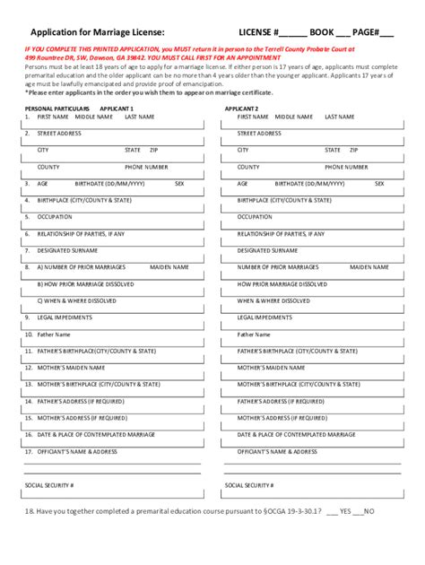 Image result for Application for Marriage License