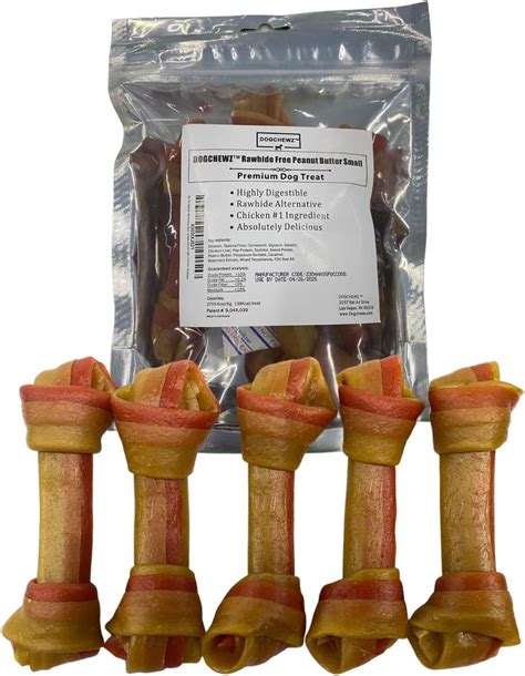 Amazon.com : DOGCHEWZ™ Rawhide Free Knotted Bone Peanut Butter Small ...