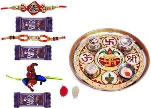 Indigo Creatives Ganesh,Swastika and kids Spiderman Three 3 Rakhi ...