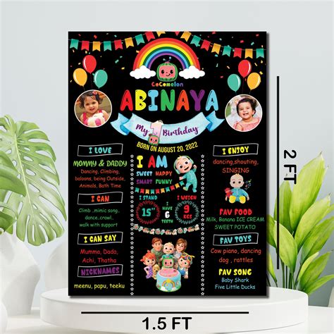 Cocomelon 1st Birthday Chalkboard | Online in India - Customizable ...