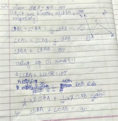 Prove that the bisector of two adjacent supplementary angles include a ...