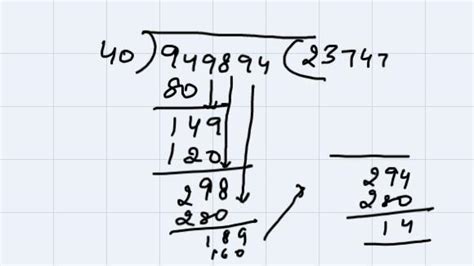 divide and find the quotient and remainder of 949894÷40 - Brainly.in