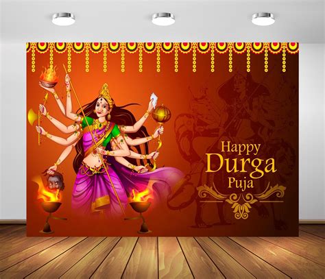 Beleco 7x5ft Fabric Happy Durga Puja Backdrop India Festival Background ...