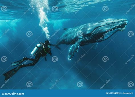 Diver Encounters A Great White Shark Stock Photography | CartoonDealer.com #329132756