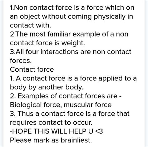 Differentiate between contact and non contact force 5 diff - Brainly.in