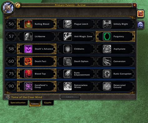 Blood Death Knight PvE Tanking Talents, Builds, & Glyphs - MoP Classic ...