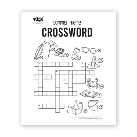 Summer Theme - CrossWords - Activity Sheet – Desi Toys