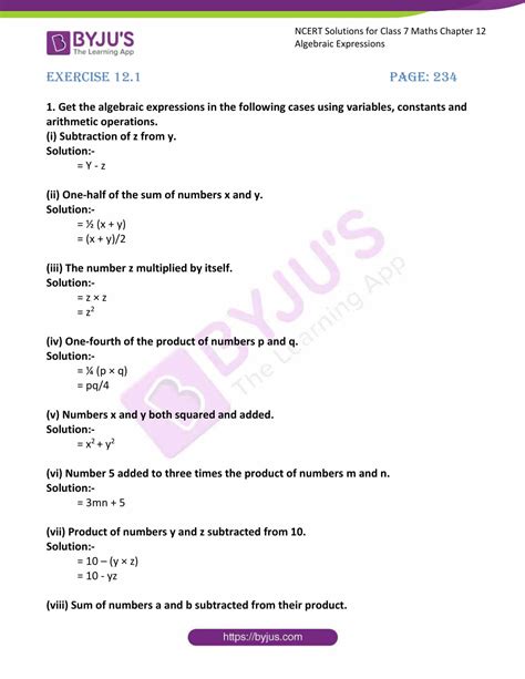 NCERT Solutions for Class 7 Maths Chapter 12 Exercise 12.1 的图像结果