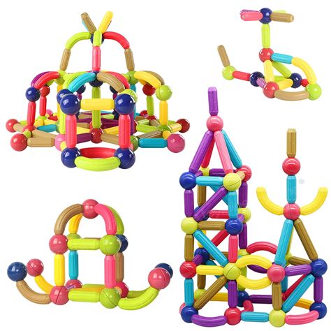 Toyshine 100 Pc Magnetic Roundels Sticks Building Block Constructing