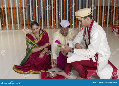 Rituals in Indian Hindu Wedding Showing Respect and Blessings. Stock ...