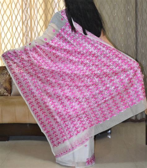 Hand Embroidered Phulkari Saree – Just Phulkari