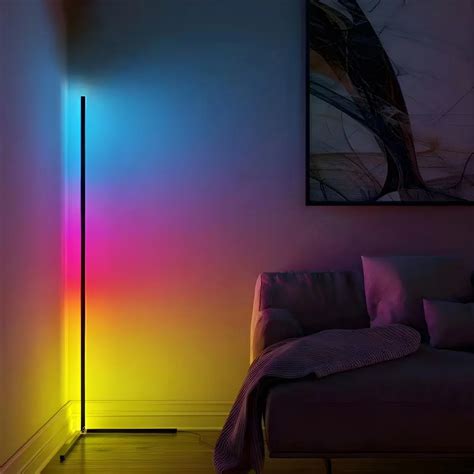 Metal LED Line Shape Corner Ambient Floor Lamp | HomeyFad