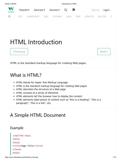 Image result for HTML Introduction PDF
