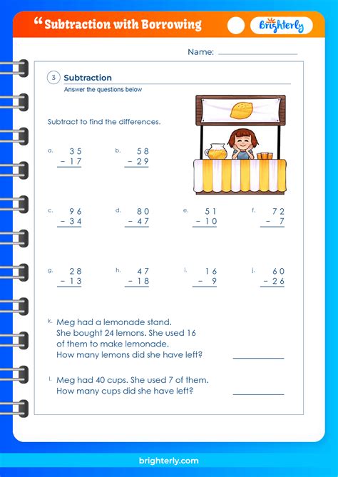 Free Printable Subtraction With Borrowing Worksheets [PDFs] Brighterly